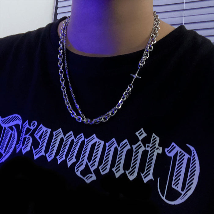 Wholesale Necklace for men with a niche design, wrapped and layered versatile collarbone chain pendant