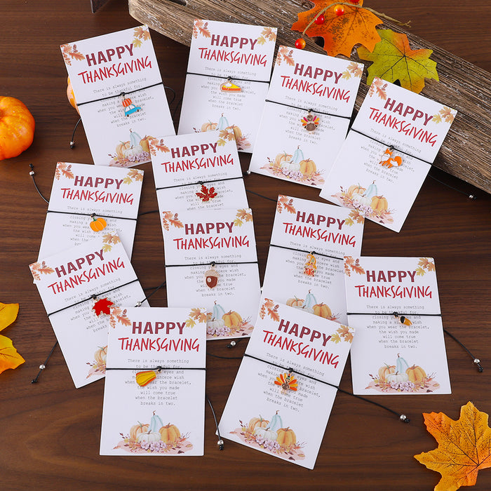 Wholesale Thanksgiving Personalized Creative Maple Leaf Turkey Pine Cone Bracelet Simple Color Card Jewelry