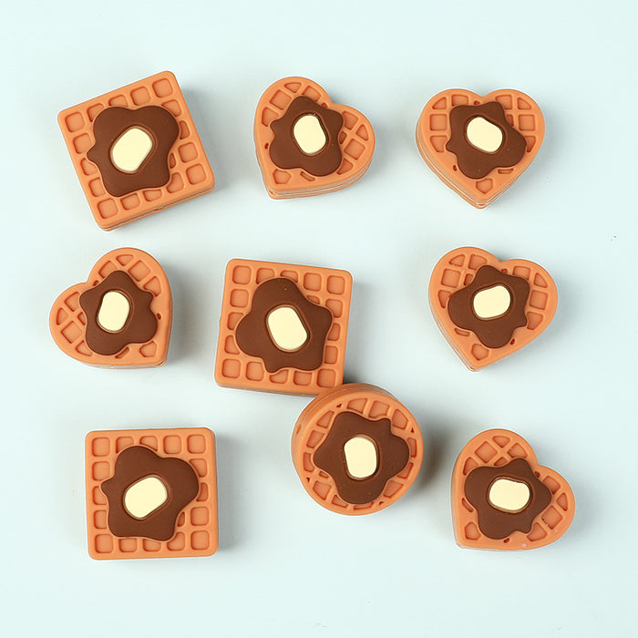 Wholesale 20pcs Simulation biscuit silicone beads European and American bracelet jewelry loose beads vanilla flavor silicone beads DIY beads