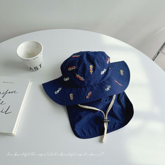 Wholesale Quick drying thin children's sunshade hat for travel, baby big brim neck protection, sun protection fisherman hat