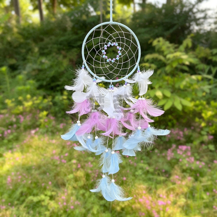 Wholesale Bohemian Dreamcatcher Wind Chime with Three Color Feathers Handmade Home Decor MOQ≥2