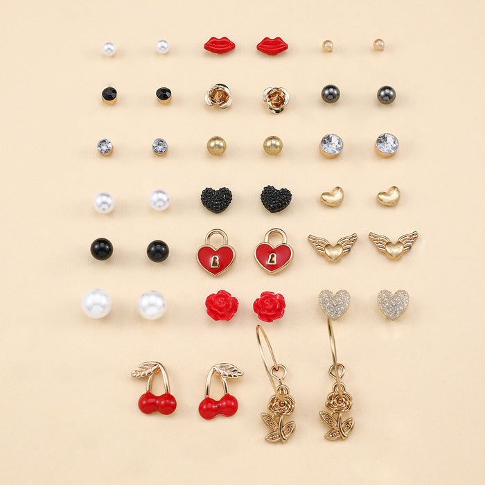 Wholesale Heart-Shaped Earring Set Combination  Jewelry