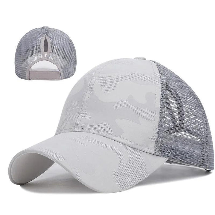 Wholesale Open ponytail camouflage pattern cap Women's Outdoor running fitness  baseball cap breathable sunshade cap