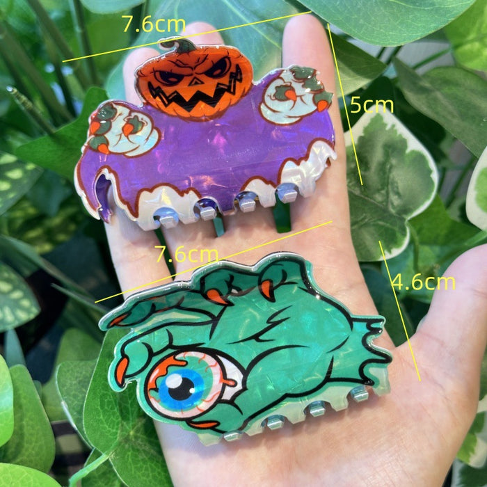 Wholesale Personalized  clip creative pumpkin ghost hair clip green skull claw ponytail clip holiday party shark clip