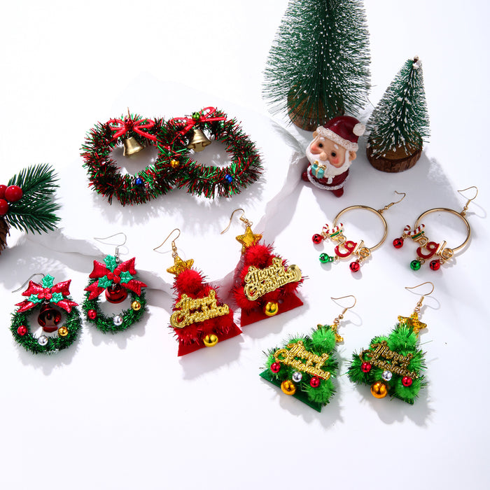 Wholesale Alloy bell snowman elk gingerbread man earrings Christmas earrings