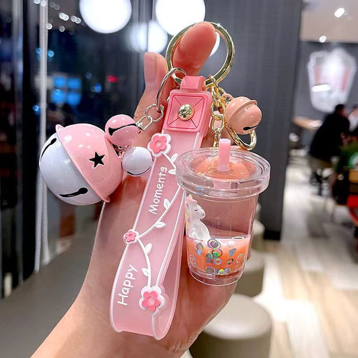 Wholesale Cute Milk Tea Cup Unicorn Quicksand Keychain JDC-KC-ZT012