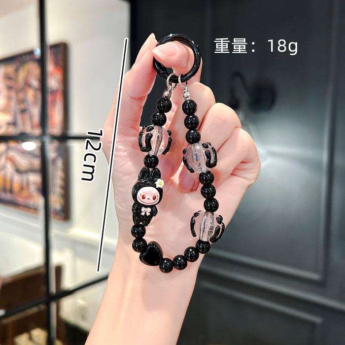 Wholesale Cartoon Cute  Graffiti Bead Bracelet Mobile Phone Lanyard  Wrist Pendant Beaded Chain Pendant