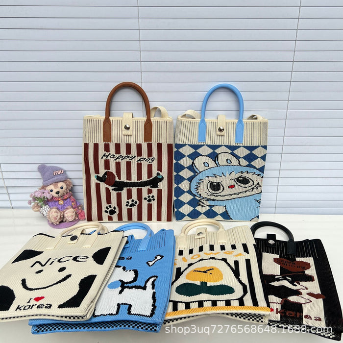 Wholesale Cute cartoon knitted bag,  knitted handbag,  crossbody shoulder bag,  must-have for travel
