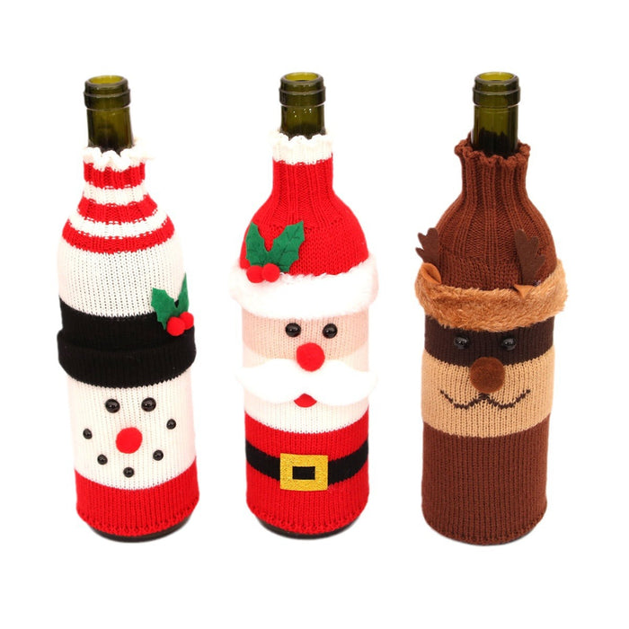 Wholesale Christmas Decorative Wine Bottle Set Knitted Wool Red Wine Set Christmas Restaurant Hotel Atmosphere Decoration
