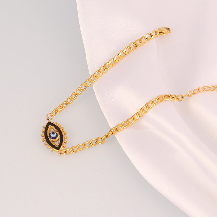 Wholesale Stainless Steel Devil' s Eye Bracelets Simple Oil-Dropping Eye Bracelets