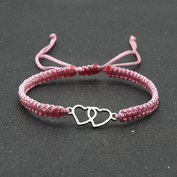 Wholesale New Stainless Steel Double Love Bracelet Couple Hand Rope Hand Woven Adjustable Red Rope Bracelet Friendship Handpiece JDC-BT-SX008