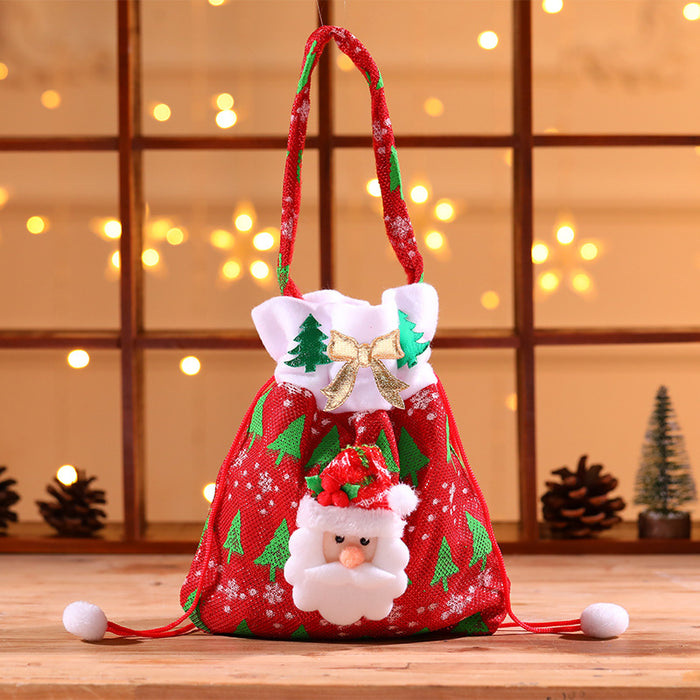 Wholesale Christmas Neck Gift Bag Happy Decal Flower Handbag Candy Bag Cartoon Children' s Handbag Apple Bag Gift Bag