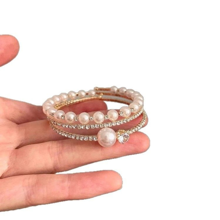 Wholesale  temperament rhinestone pearl multi-layer bracelet