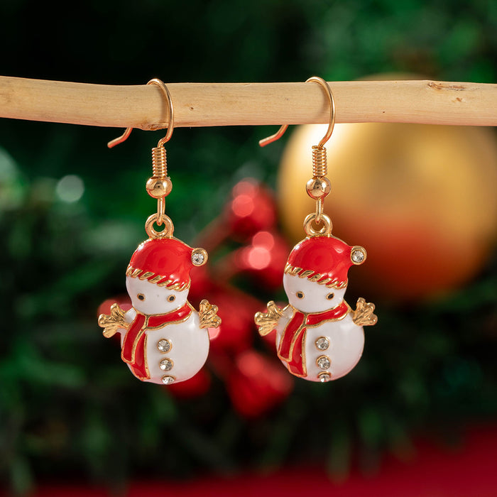 Wholesale Alloy Christmas Earrings with Elk and Snowflake Design for Holiday Party and Gift