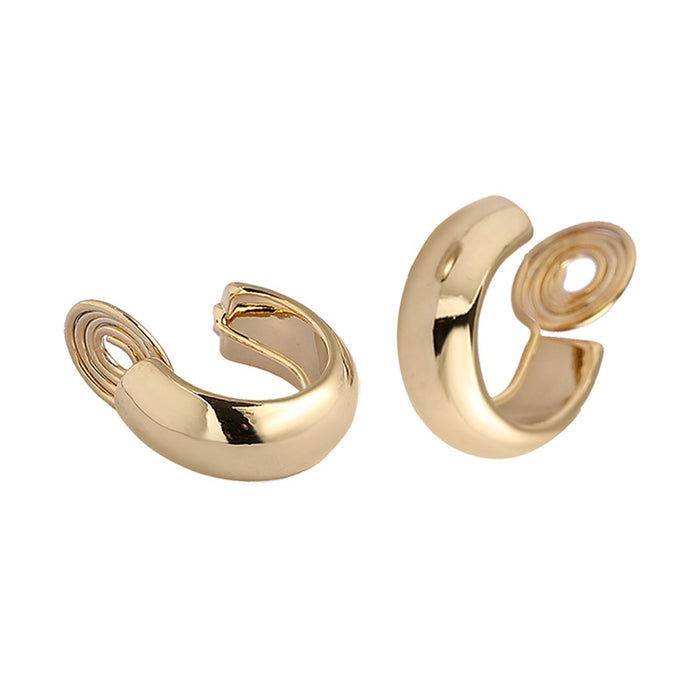 Wholesale Ear Clip Earrings Simple Metallic Ear Stud Earrings Small Ear Ring Circle Female
