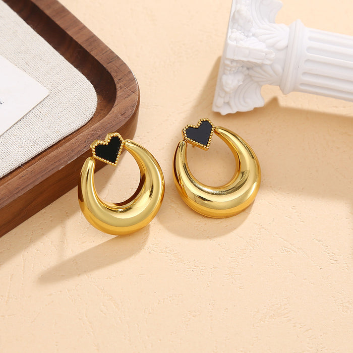 Wholesale Love Earrings Simple and Fashionable Gold Titanium Steel Earrings Trendy and Versatile Love Circle Earrings