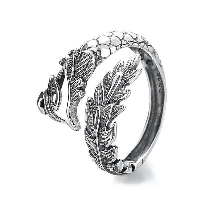 Wholesale Pure silver open-end ring, retro artistic creative food ring