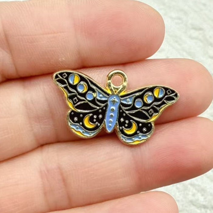 Wholesale 10pcs Colorful Alloy Butterfly and Moth DIY Bracelet Necklace Keychain Pendant