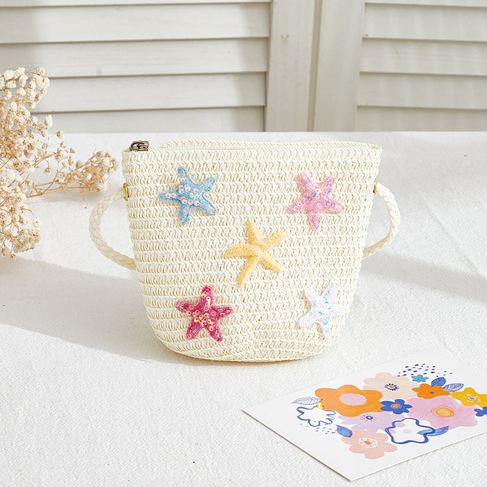 Wholesale Straw Bag for Girls Cute Solid Color Design Summer Travel Crossbody Purse