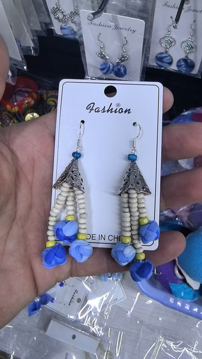 Wholesale Hand woven blue tie dye earrings
