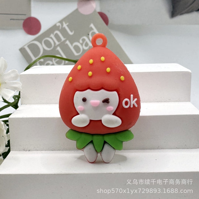 Wholesale Cartoon Strawberry Series Keychain Soft PVC Doll Bag Pendant Exquisite