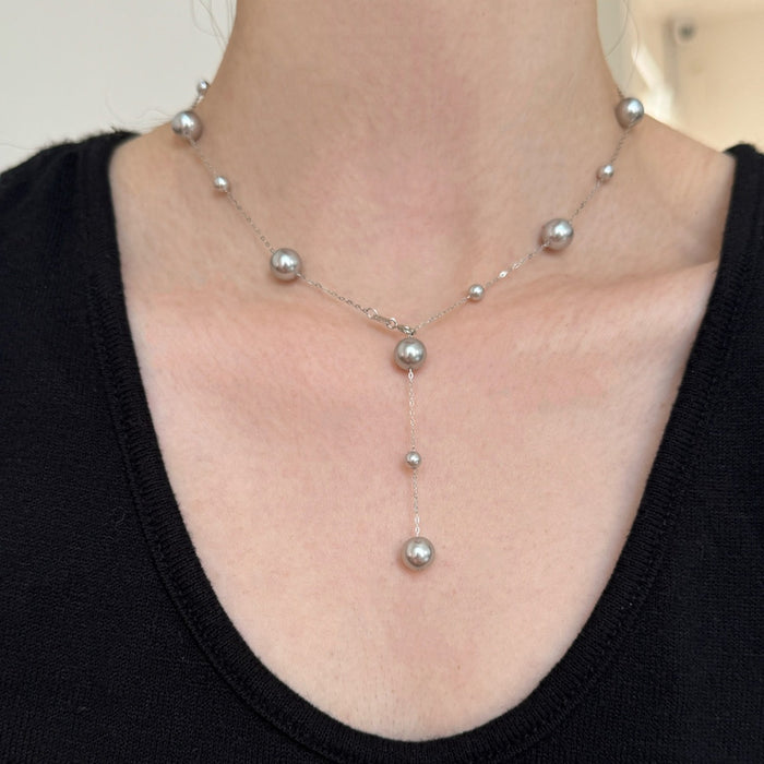 Wholesale Pearl necklace, silver light luxury collarbone chain, simple necklace