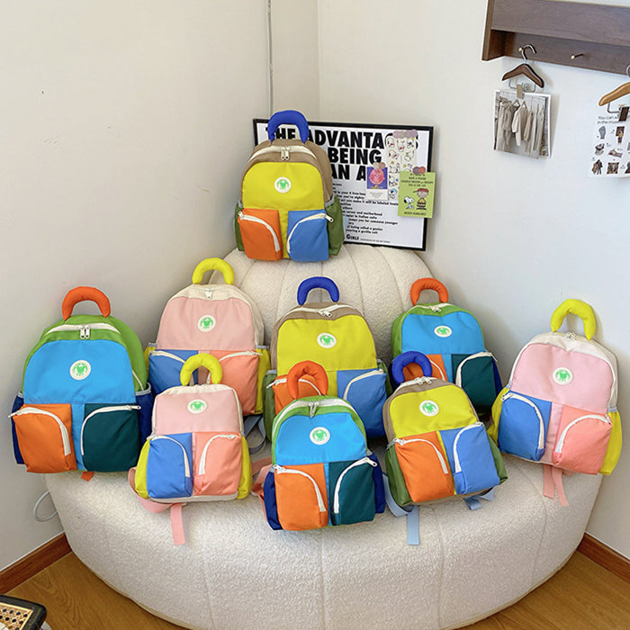 Wholesale Cute children's backpack, ultra light cartoon printed backpack, fashionable contrasting color backpack