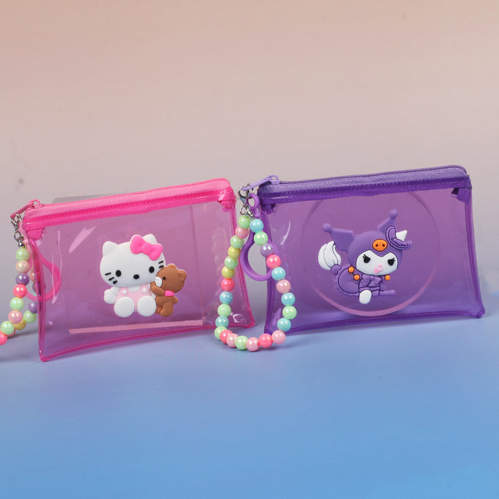 Wholesale Transparent PVC Coin Purse Cute Cartoon Animal Design Unisex Everyday Wallet With Bead Chain Fashion Accessory
