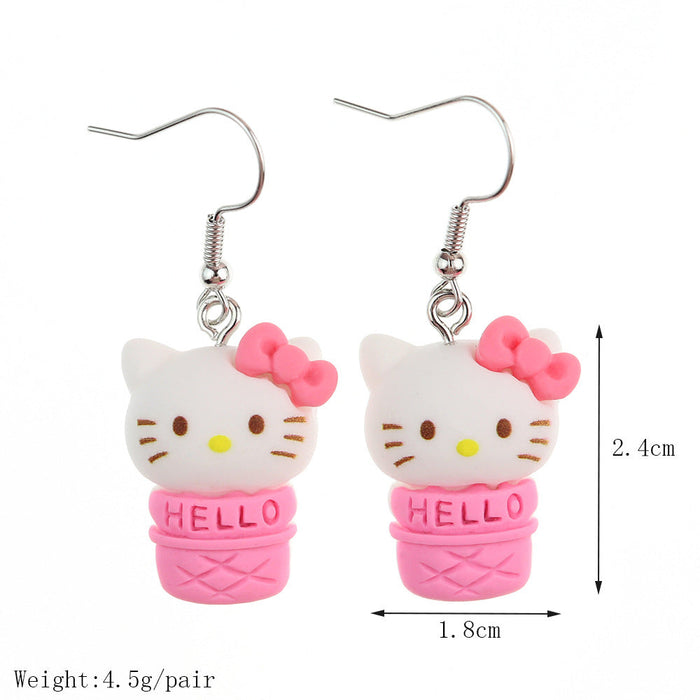 Wholesale Resin Earrings Cute Cartoon Bear Kitty Kitten (S) JDC-ES-niqing026