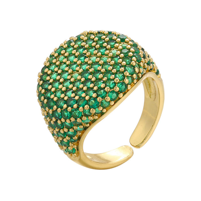 Wholesale Adjustable circular full diamond ring with adjustable opening