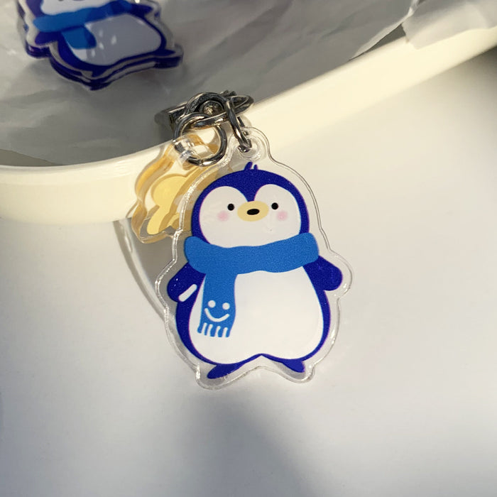 Wholesale Cartoon Cute Penguin Diary Acrylic Keychain Jewelry Pendant