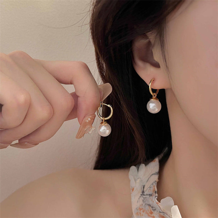 Wholesale  Pearl Ear Buckle Pendant Women's  Retro  Earrings