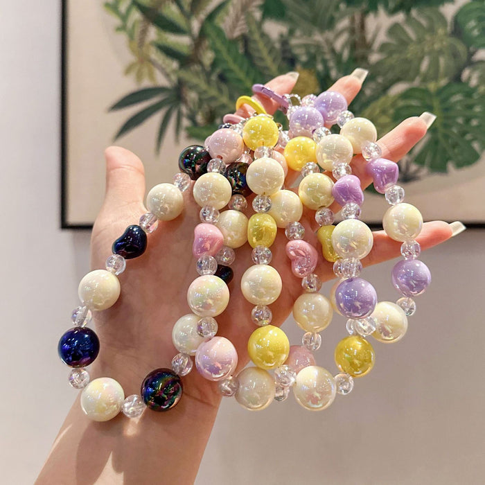 Wholesale Handmade beaded bag bracelet keychain, colorful acrylic plated car keychain pendant