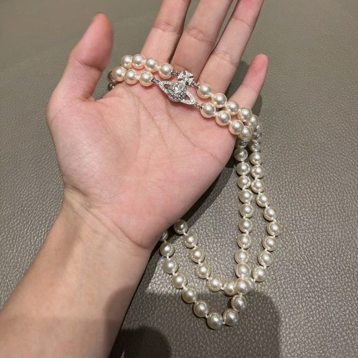 Wholesale Double layer pearl necklace with magnetic attraction