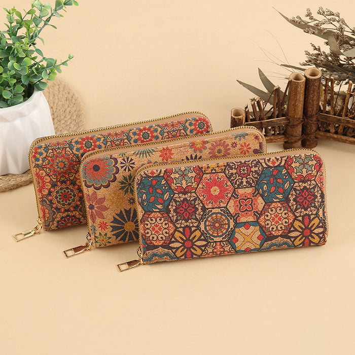 Wholesale PU Leather Long Wallet with Geometric Pattern Zip Around Closure MOQ≥3