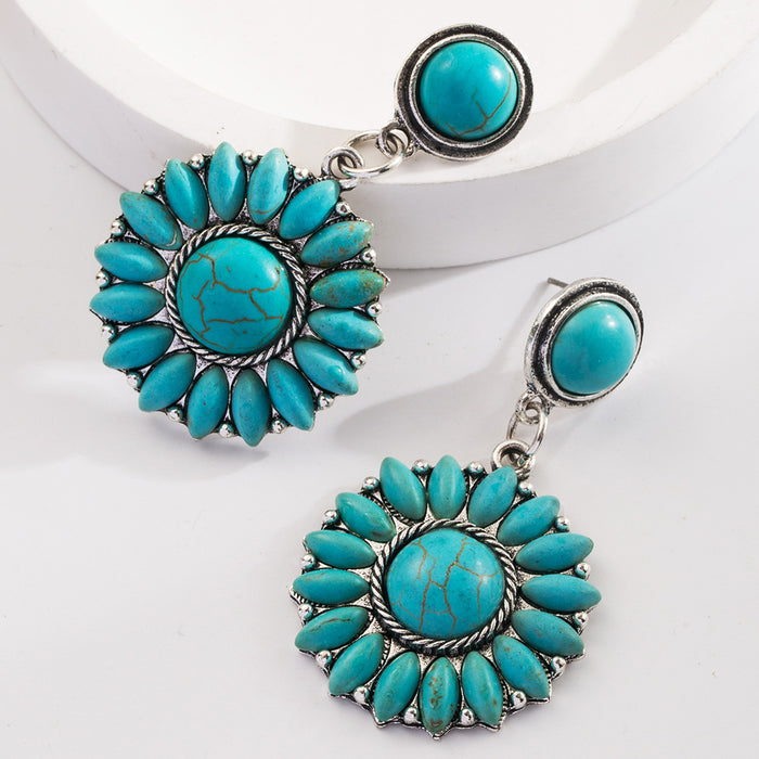 Wholesale Heart-shaped turquoise statement earrings