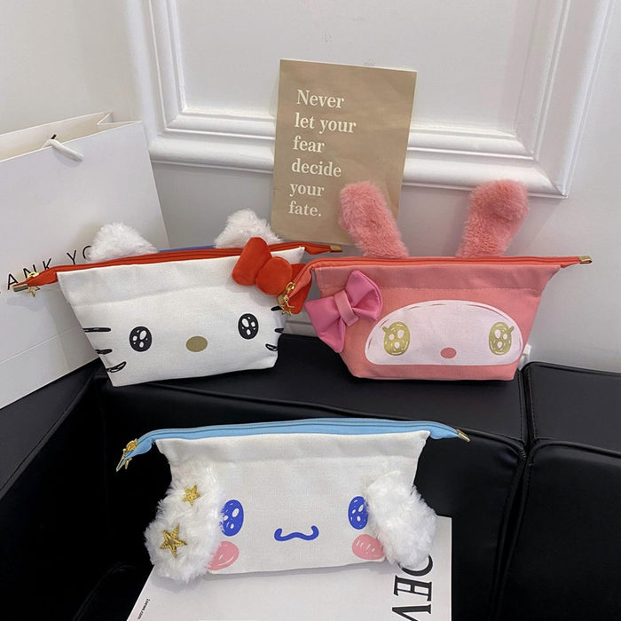 Wholesale Cartoon Pencil Case Large Capacity Children' s Cute  Portable Storage Bag Girl' s Canvas Cosmetic Bag