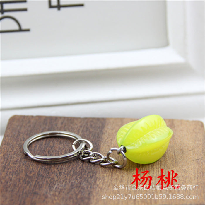 Wholesale Creative Resin Fruit Keychain Simulated Strawberry Grape Pomegranate Watermelon MOQ≥10