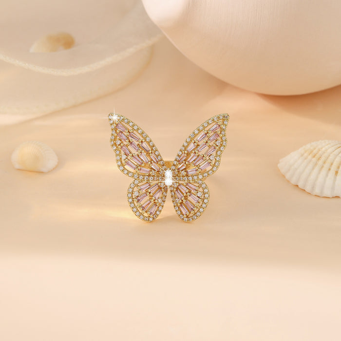 Wholesale Copper Zirconia Butterfly Ring JDC-RS-Bein001