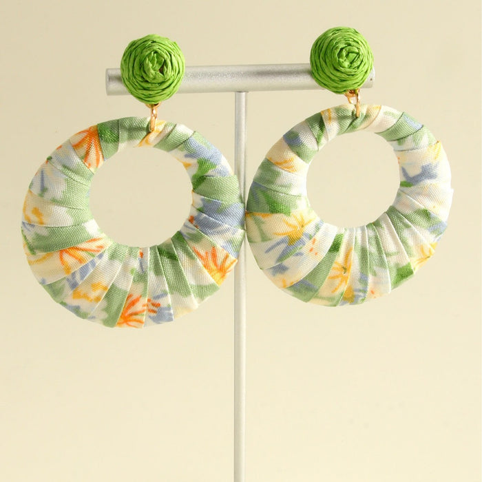 Wholesale Exaggerated geometric circular hollow floral cloth earrings with simple, fashionable and personalized earrings