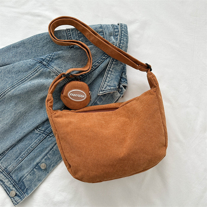 Wholesale New shoulder bag, corduroy, versatile for commuting, large capacity crossbody bag
