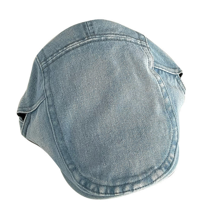 Wholesale Washed denim big brimmed beret, newsboy hat