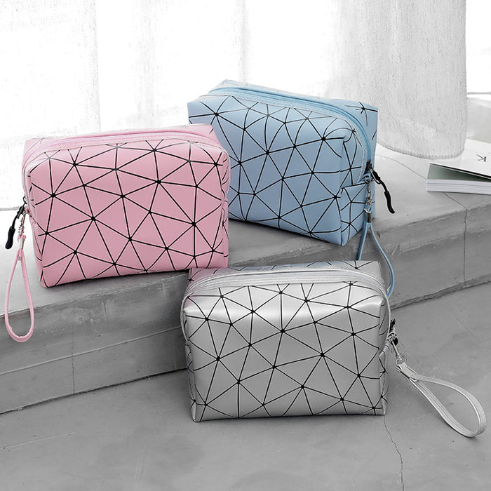 Wholesale rhombus PU leather cosmetic bag ladies cosmetic storage bag travel storage bag LOGO can be developed