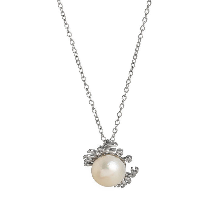 Wholesale Ice cream cone bow pearl pendant necklace