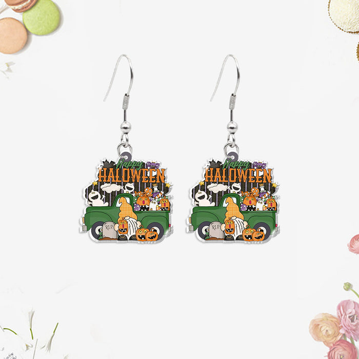 Wholesale pumpkin dripping oil funny Heat Shrinkable earrings dwarf elderly  series jewelry