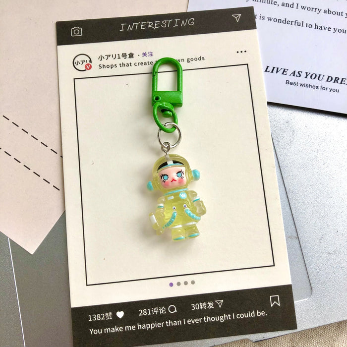 Wholesale Cute cartoon night light bubble astronaut keychain pendant accessory gift car hanging accessory