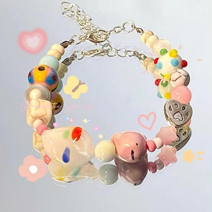 Wholesale Cute Cartoon Bracelet Girlfriend Couple Beaded Necklace Gift