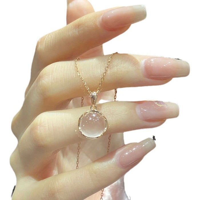 Wholesale Blossom Pink Crystal Necklace  All-match Gentle Elegant High-grade Clavicle Chain