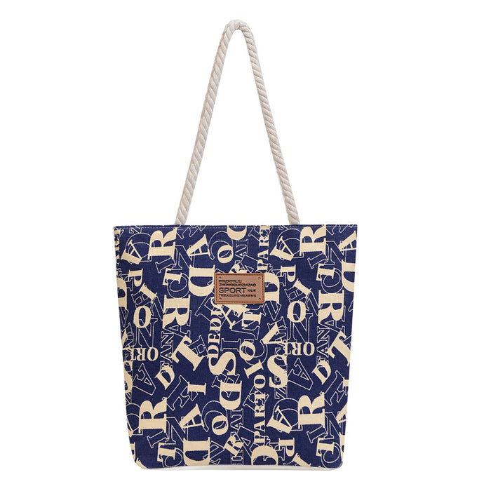 Wholesale Canvas Bag Large Capacity Outdoor Shopping Letter Printed Shoulder Bag Simple Casual Tote Bag