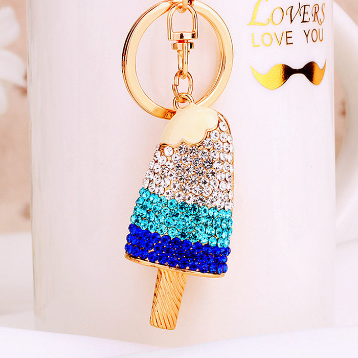 Wholesale Diamond-encrusted ice cream car keychain metal cute